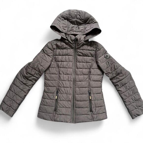 Nautica Women’s Dark Grey Puffer Jacket XS, Detachable Hood, Quilted + Insulated - Picture 1 of 8